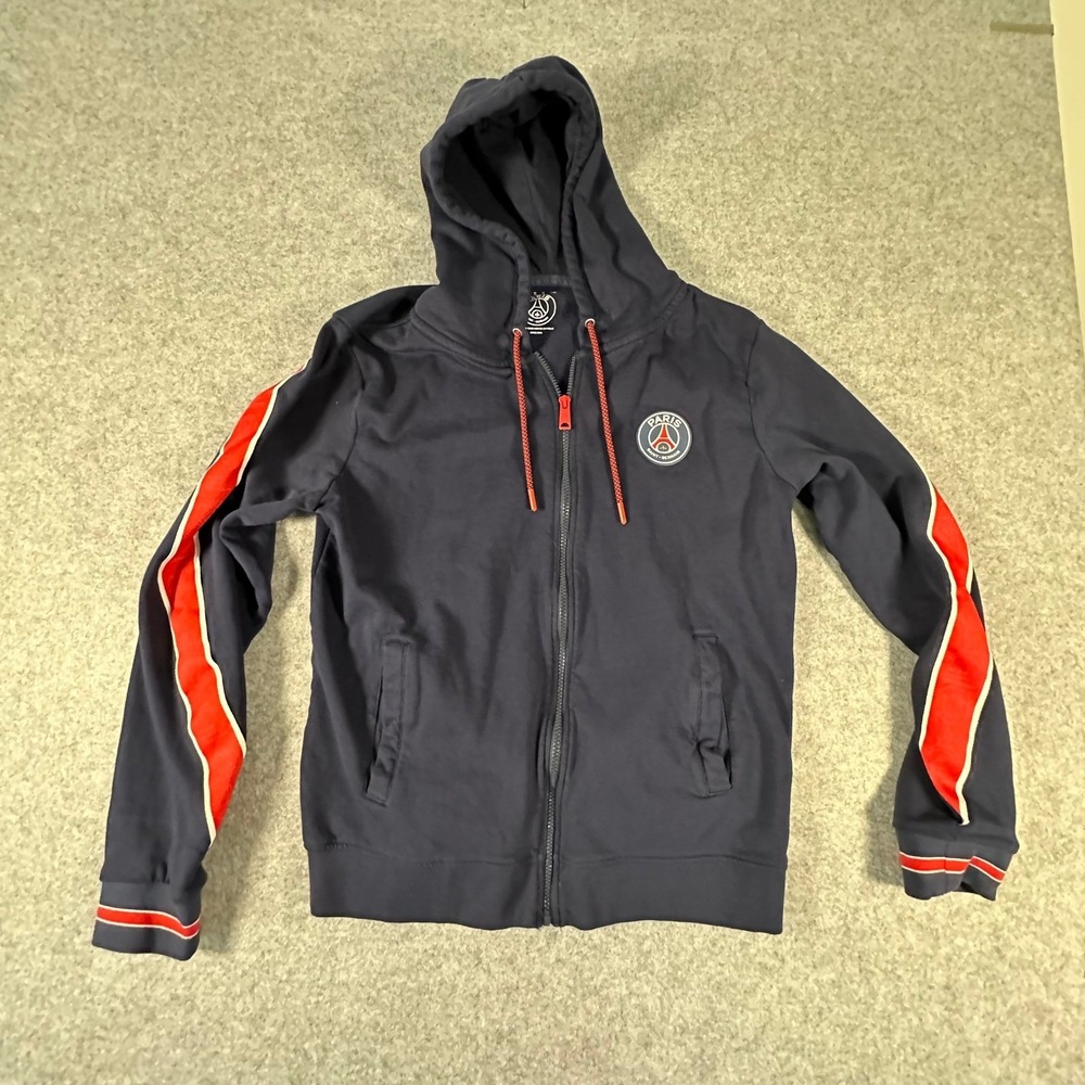 Paris Saint-Germain Zip Up Hoodie Mens Large Navy Blue PSG Soccer